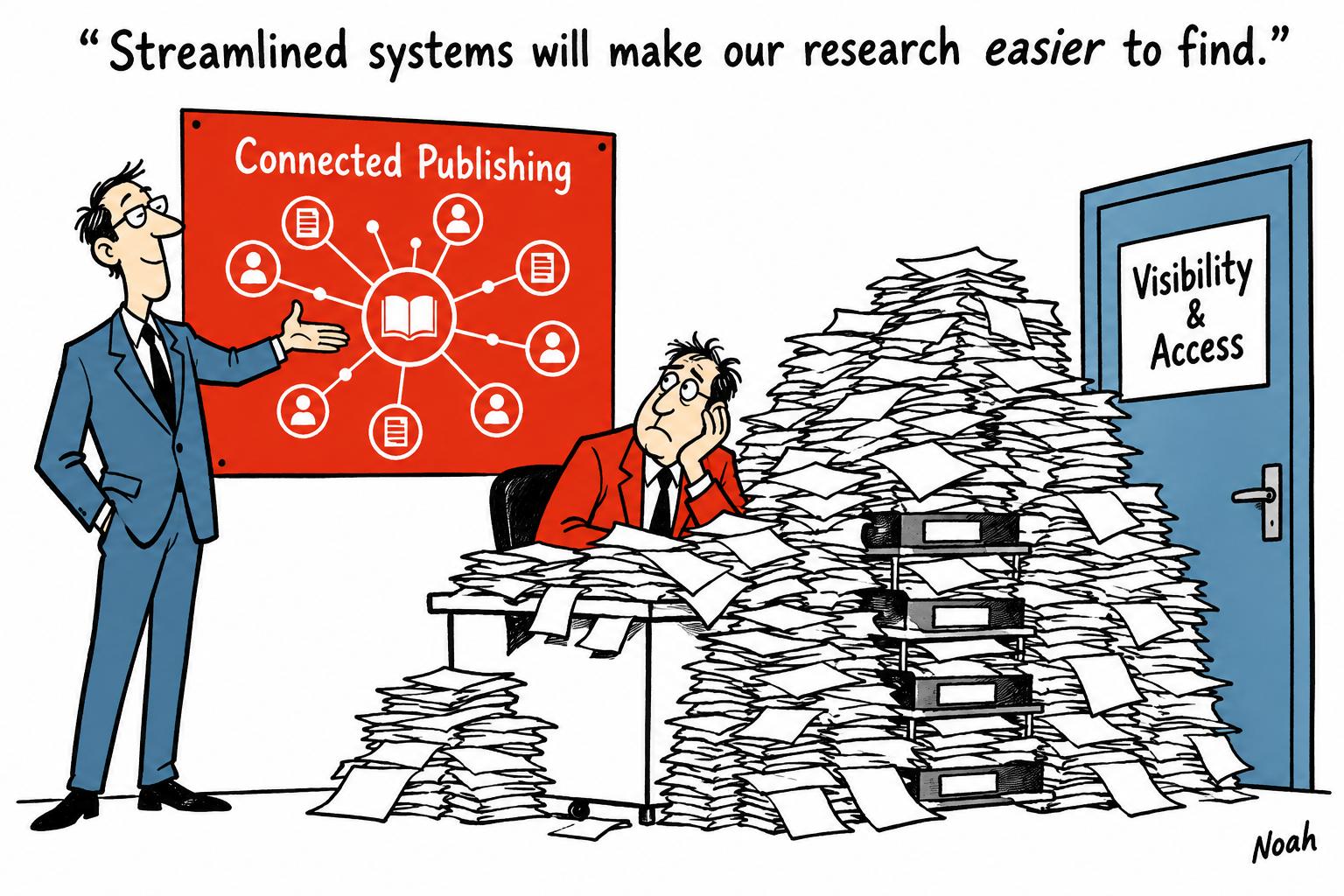 Editorial cartoon accompanying: Why connected publishing could help African research travel further