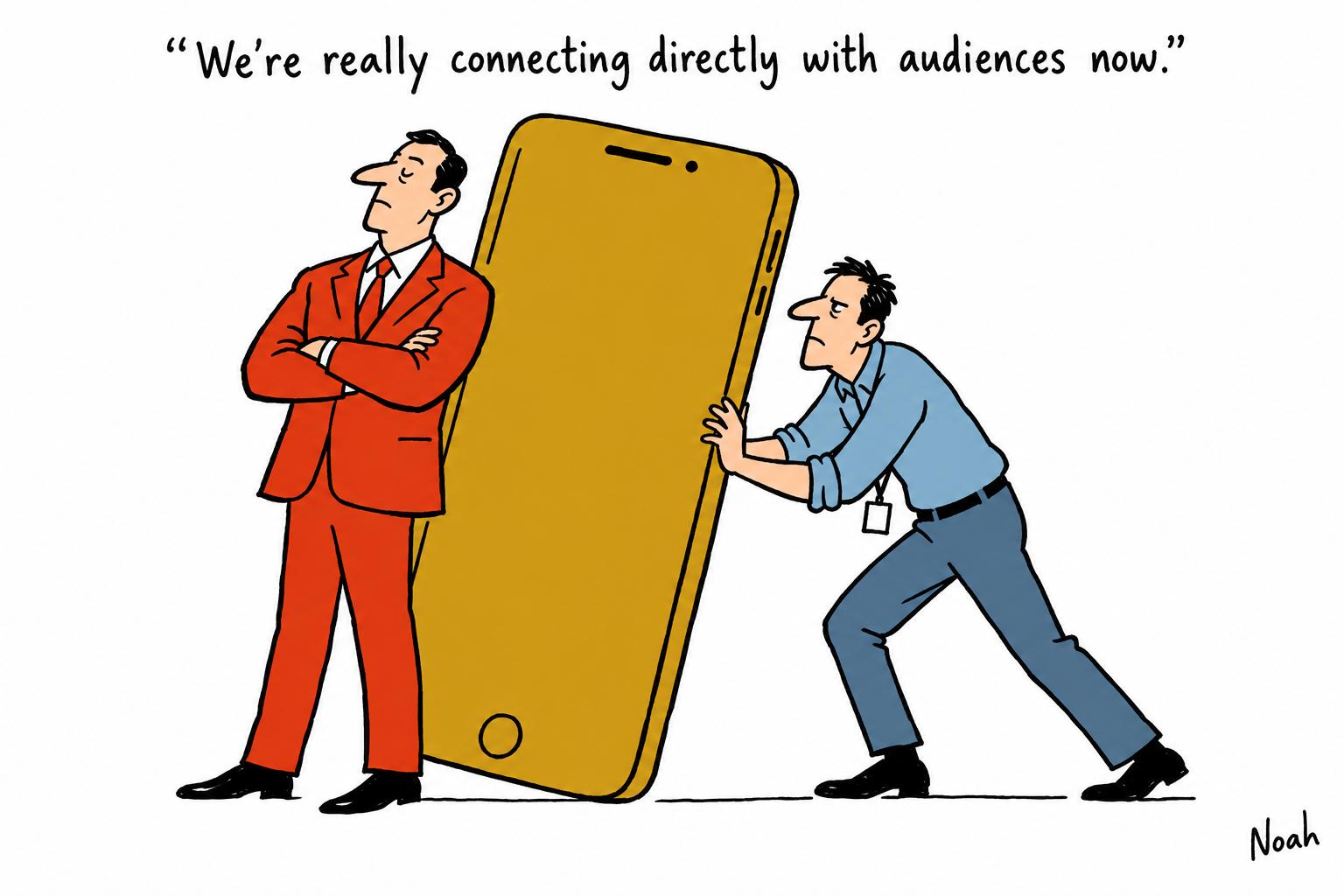 Editorial cartoon accompanying: Nation Media Group bets on direct audiences as AI reshapes Kenya’s news market